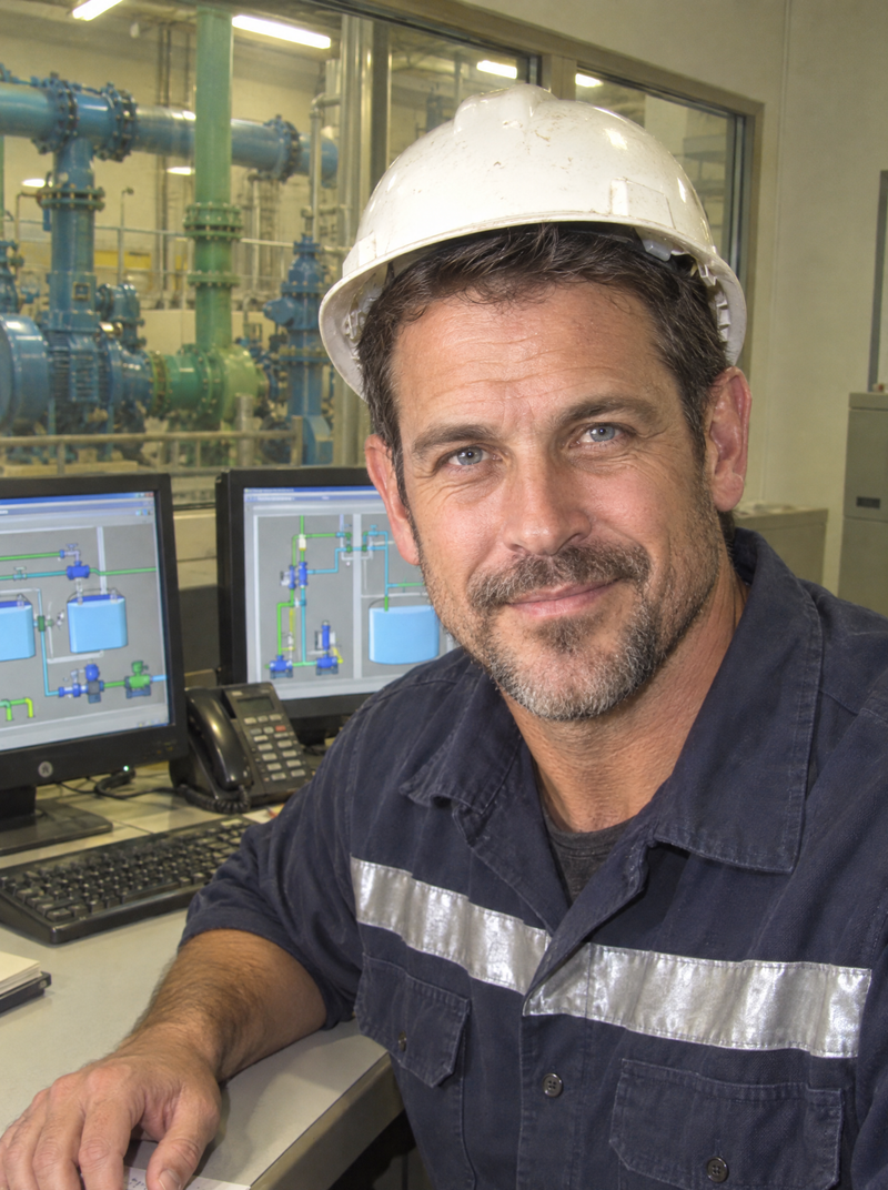 Me at the plant control desk, Central Texas, 2009