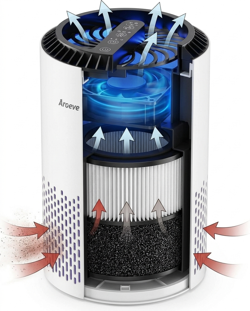 Cutaway showing Breeva's 360-degree airflow