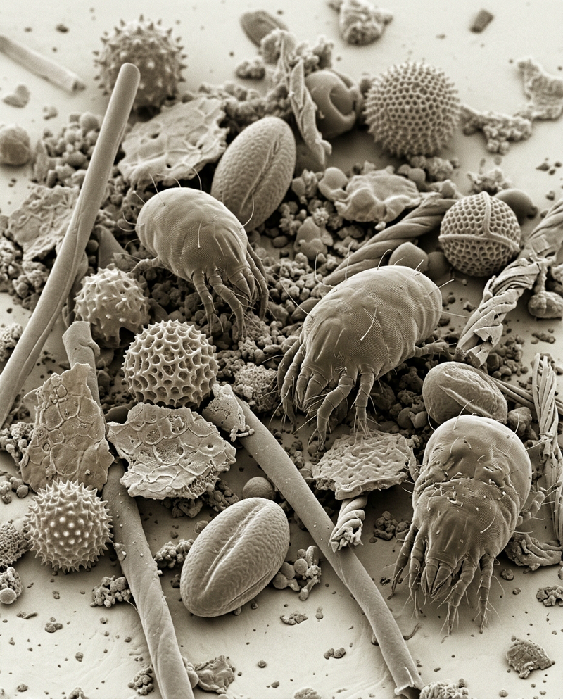 Microscopic view of airborne particles